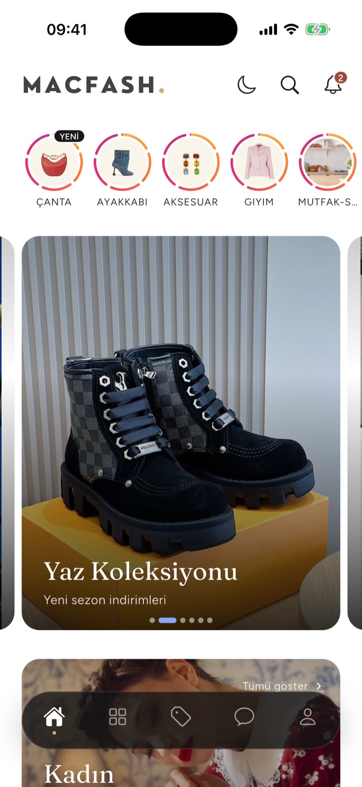 الشاشة الرئيسية لتطبيق MacFash